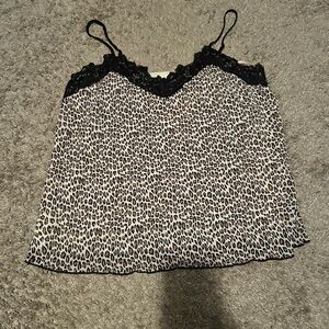 Everleigh Animal Print Cami with Black Lace